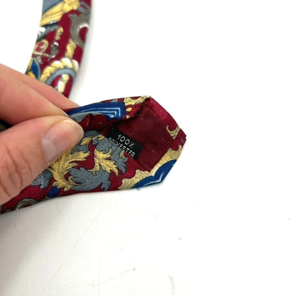 MICKY UNLIMITED Men's Red Yellow Blue Disney Mickey Mouse Clock Car Neck Tie